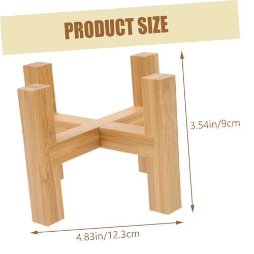 Wooden Four-Legged Flower Pot Holder Stand Decorative Plant Base with Anti-Slip Pads Retro Style Crafts Stand for Indoor Potted Plants and Mini Fish Tanks