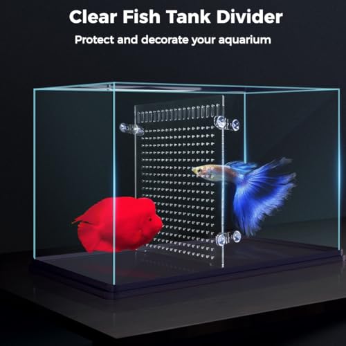 Acrylic Fish Tank Divider, Clear DIY Easy Install Isolation Board with Suction Cups, Aquarium Partition for Fish, Measures 15.74 X 11.81