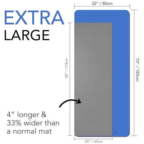 Large Workout Mat - 10mm Extra Thick Exercise Mat & Wide Yoga Mat, 72"x32" - color: Blue