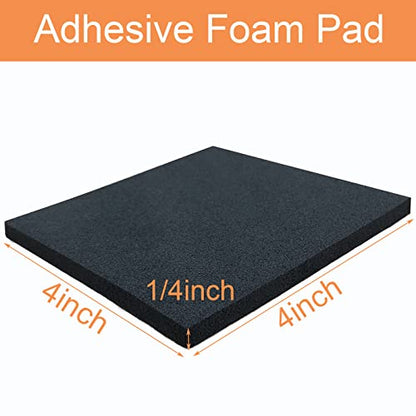 8 Pcs Black Adhesive Foam Padding, Closed Cell Foam Sheet 1/4" Thick 4 Inch X 4 Inch, Neoprene Rubber Pad Self Stick Anti-Slip Adhesive Anti Vibration Pad (4inX 4inX 1/4in, 8) - size: 4in X 4in X 1/4in