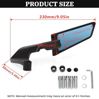 XINGWU Motorcycle Mirrors Anti-glare Stealth Mirror Adjustable Rotating Rearview Mirror Wind Wing Side Mirror for Z650 Z900 Z1000 Duke 390 790 1290 MT07 MT09 S1000 Street Bike Mirrors