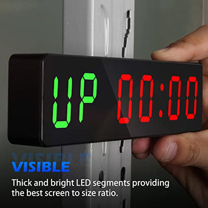 Gym Timer, Portable, Interval Timer with Rechargeable Battery and Built-in Magnet, LED Digital Anti Vertigo Display, Upgraded Workout Clock for Home Gym Garage Fitness - color: 1" Black 2