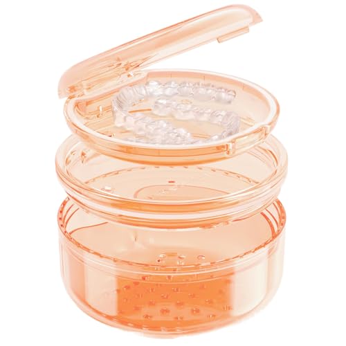 2 in 1 Retainer Cleaning Case for cleaning and storing dentures - color: Orange