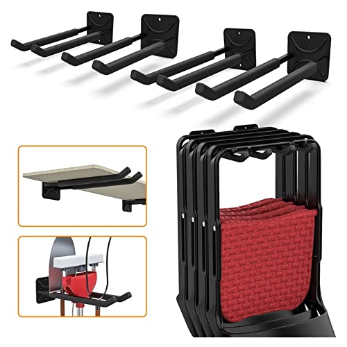 TORACK 4-Pack Garage Storage System Hooks, Wall Mount Tool Organizer | Heavy Duty, Chair Hanger Garage Storage Utility Hooks for Car Tires, Ladders, Chairs, Strollers, Power Tools, Garden Tools - size: 4-Pack 12.4" Heavy Hooks
