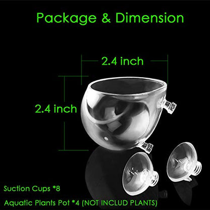 4X Crystal Glass Aquarium Plant Pot, Aquarium Aquatic Planter, Red Shrimp Live Plants Fish Tank Glass Holder with 4X Suction Cups for Aquarium Fish Tank Decorations … (4 Pack)… - size: 4 pack