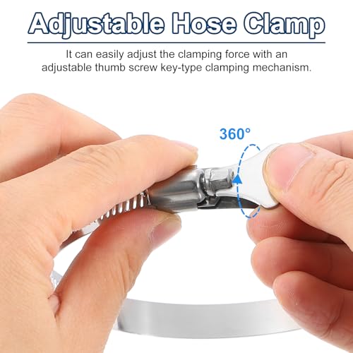 uxcell 14Pcs Stainless Steel Hose Clamps Worm Gear Hose Clamp, 8-12mm (1/4"to 1/2") Adjustable Thumb Screw Key Type Clamps Fuel Line Clamps 8mm Bandwidth for Plumbing, Automotive
