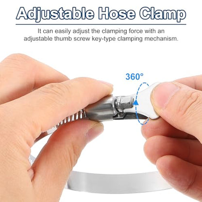 uxcell 14Pcs Stainless Steel Hose Clamps Worm Gear Hose Clamp, 8-12mm (1/4"to 1/2") Adjustable Thumb Screw Key Type Clamps Fuel Line Clamps 8mm Bandwidth for Plumbing, Automotive