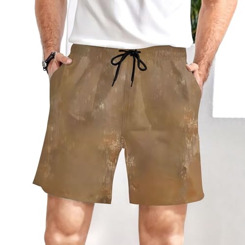 Ctreela Men's Funny Dog 3D Graphic Yellow Loose Fit Summer Beach Shorts - color: Coffee, size: Small