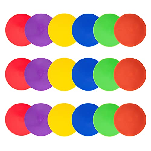 Poly Spots Spot Markers 9 Inch Multicolor Floor Dots | Non Slip Poly Dots for Gym Floor, Ideal for Sports Training, Agility Drills, Football and Dance Studio Markers - style: 9inch 18pcs（6colors)
