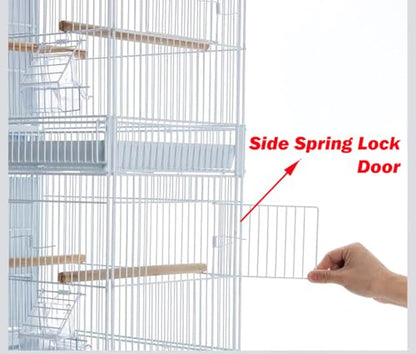 No Rust Stainless Galvanized Zinc Plated 4 of Stack and Lock Double Breeder Breeding Bird Flight Cage with Removable Divider and Breeder Doors 26.5" x 11" x 15"H