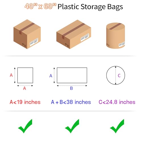 40" x 60" Extra Large Clear Plastic Storage Bags, 4 Pack Huge Waterproof Storage Bags with 4 Ties for Luggage, Suitcase, Furniture, Chair, Mini Bike, Holiday Decoration