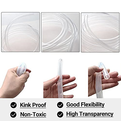 Clear Vinyl Tubing 5/8" ID × 13/16" OD -25 Ft 45PSI,Flexible Plastic Tubing,BPA Free Non-Toxic, Multipurpose Hybrid Clear Reinforced Tube