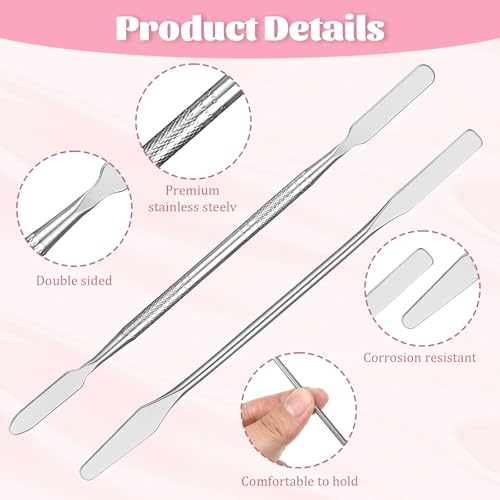 5 PCS Metal Makeup Spatula Stainless Steel Foundation Spatula Cosmetic Mixer Depotting Makeup Palette Tool Multi-functional Long Make up Spatulas Tool for Women