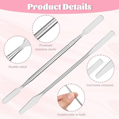 5 PCS Metal Makeup Spatula Stainless Steel Foundation Spatula Cosmetic Mixer Depotting Makeup Palette Tool Multi-functional Long Make up Spatulas Tool for Women