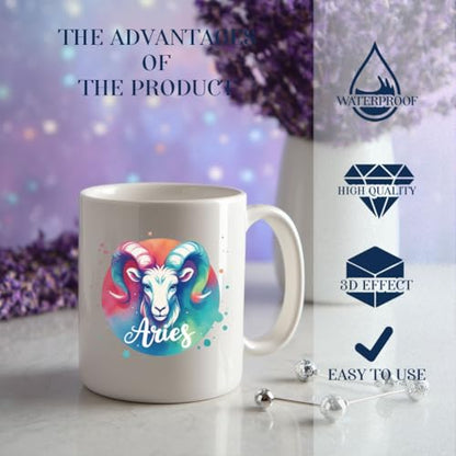 12 Sheets Zodiac UV DTF Stickers for 16 OZ Glass Cups, 12 Constellation UV DTF Cup Wraps Waterproof PVC Transfer Stickers for DIY Laptop Phone Case Decor - style: Zodiac