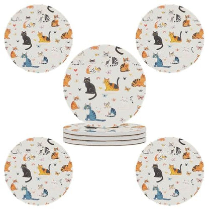 Cat Fish Tank Butterfly Coasters for Drinks, Absorbent Ceramic Stone Coasters Set of 4 Cork Base Cups Table Mats for Home Decor