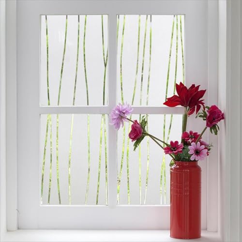 Finnez Window Privacy Film Decorative Frosted Window Cling Privacy Film for Glass, Non-Adhesive Heat Anti-UV for Home Office Living Room, Irregular Stripe Patterns, 17.5 x 157.4 Inches - color: Vertical Stripes, size: 17.5 x 157.4 inches