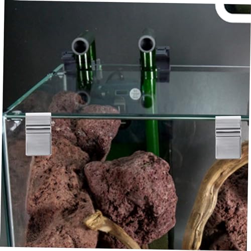 Kisangel Quick-Install Aquarium Lid Support Stainless Steel Clips for Glass Tank Cover 10mm
