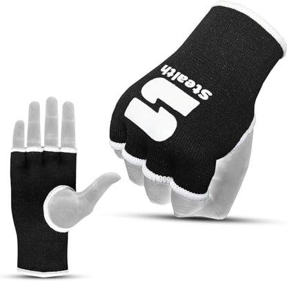 Stealth Sports Boxing Hand Wraps Inner Gloves – Premium Boxing Inner Gloves – Half Finger Boxing Punching Mitts – Elasticated Wrap Boxing Mitts for Kickboxing, Muay Thai, MMA - size: Large-X-Large