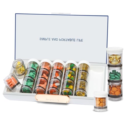Toplive 3 Times a Day Pill Organizer 7 Day, Large Daily Pill Organizer, Weekly Medicine Vitamin Organizer Box, Fish Oil Supplement Storage Organizer, Separable Travel Pill Container, White