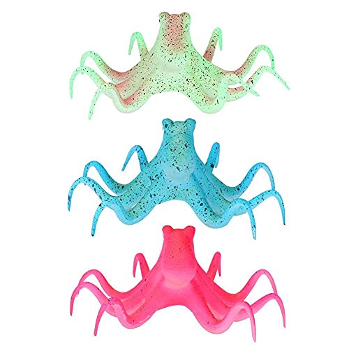 Aquarium Octopus Decoration Fish Fluorescent Octopus Ornament Artificial Silicone Simulation Octopus with Suction Cup(Green)