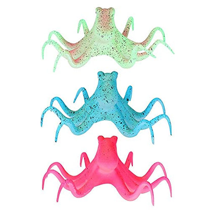 Aquarium Octopus Decoration Fish Fluorescent Octopus Ornament Artificial Silicone Simulation Octopus with Suction Cup(Green)