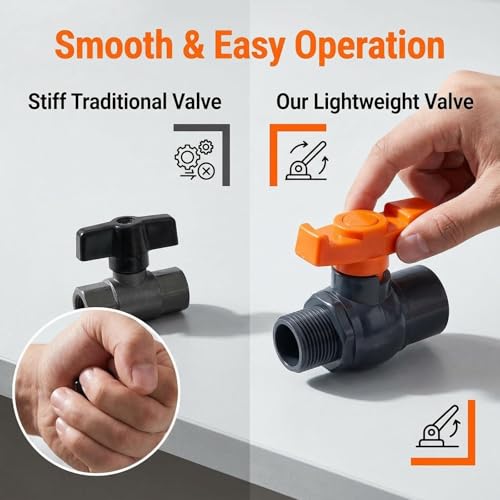 1 inch PVC Ball Valves(2-Pack),1" Female x Male Threaded PVC Shut Off Valve,PVC Valve 1 inch for Water Project, Swiming Pool, Sewage Pump, Irrigation System
