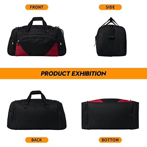 Mens Gym Bag, 55L Large Sports Duffle Bags, Workout Bags Lightweight - color: Black Red