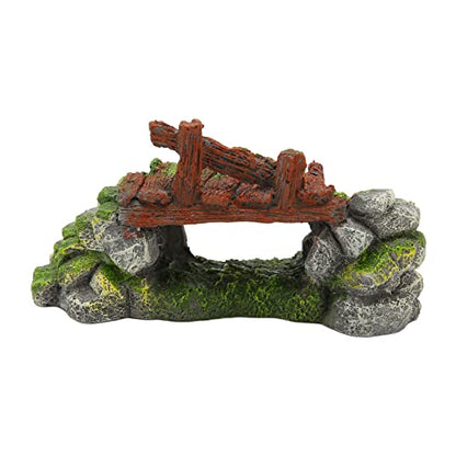 Aquarium Bridge Decoration, 18x10x9cm, Non Resin, Safe for Freshwater and Saltwater, Realistic Design, Compact and Easy to Clean, for Fish Pets