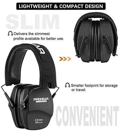 PROHEAR 016 Shooting Ear Protection Earmuffs 2 Pack, NRR 26dB for Gun Range, Hunting -Black and Black - color: Black+black
