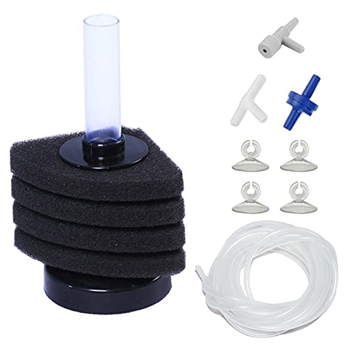 AQUANEAT Aquarium Corner Sponge Filter, for Breeding Shrimp Nano Fish Tanks with Airline Tubing, Valves and Suction Cups, up to 10Gal - size: Small up to 10Gal