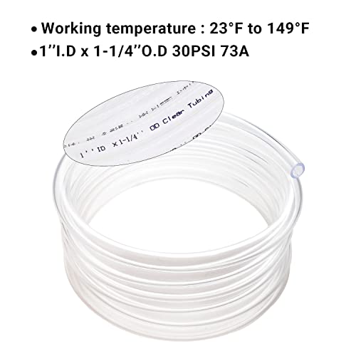 1’’ ID × 1-1/4’’ OD - 10 ft Clear Plastic Vinyl Tubing, Flexible PVC Hose Lightweight Non-Toxic vinyl Tube for Transfer Water Air Oil - size: 1'', style: 10 feet