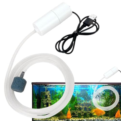 Mini Water Pump Submersible - USB-Charged Mini Submersible Pump with Stable Air Release | 5V USB Water Small Oxygenator for Small Fish Farming Fish Tank - color: White
