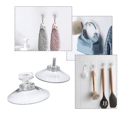 12 Pack 40mm Clear Suction Cups, Heavy Duty Vacuum Suction Pads, Removable Reusable No Drill Suction Holders for Glass, Window, Mirror, Tile & Smooth Surfaces