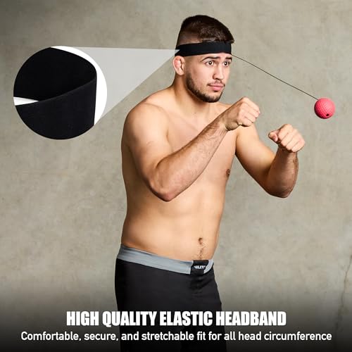 Elite Sports Reflex Ball with Headband – Reaction & Speed Ball Trainer for Eye Coordination, Boxing, MMA, BJJ & Fitness – 2 Detachable Training Balls (1 Soft, 1 Hard)