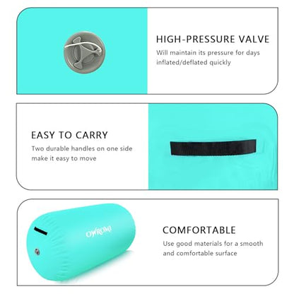 Inflatable Gymnastics Air Mat Tumble Track with Gymnastics Air Barrel - Inflatable Air Spot Tumbler Backbend Trainer Air Roller Tumbling Mat with Electric Pump - color: Green - No Pump, size: 31.5 * 39.4