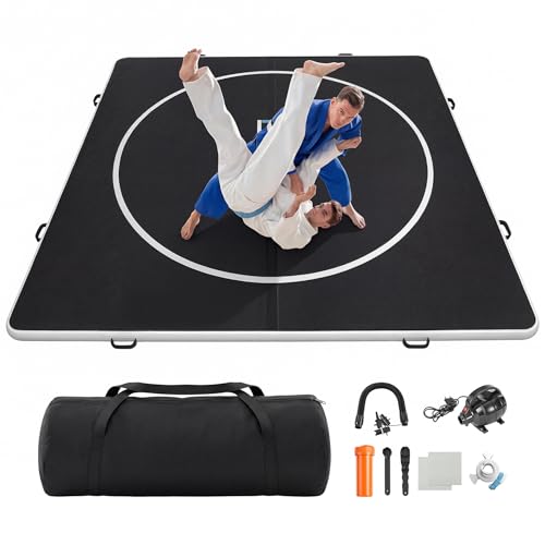 Inflatable Wrestling Mat 13FT x 4IN, PVC Portable Wrestling Mats for Home, 4" Thick Jiu Jitsu Mats with Circles for Wrestling, Martial Arts, Jitsu, BJJ, Boxing, MMA, Judo Indoor Outdoor Use
