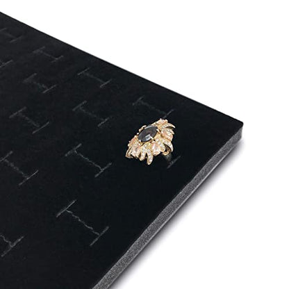 2-Pack 144-Ring Holders Velvet Foam Padding Jewelry Inserts - Tray/Case Liners - Retail Display, Storage (Black) by The Display Guys - color: Black, size: Ring Slots - 144