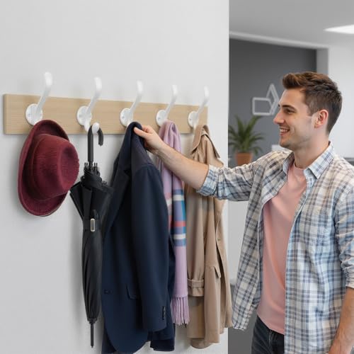 4 Pack Coat Hooks Wall Mount Heavy Duty Utility Retro Double Hooks for Hanging Coats,Hat, Towel, Key, Robe, Scarf, Bag, Cap (White) - color: 4 Pack-White