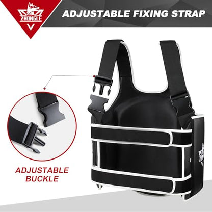 Boxing Chest Protector Adjustable MMA Taekwondo Muay Thai Chest Protector, Boxing Training Heavy fist, Adjustable Shield, Martial Arts Upper Abdomen Protective pad, Taekwondo - color: Black