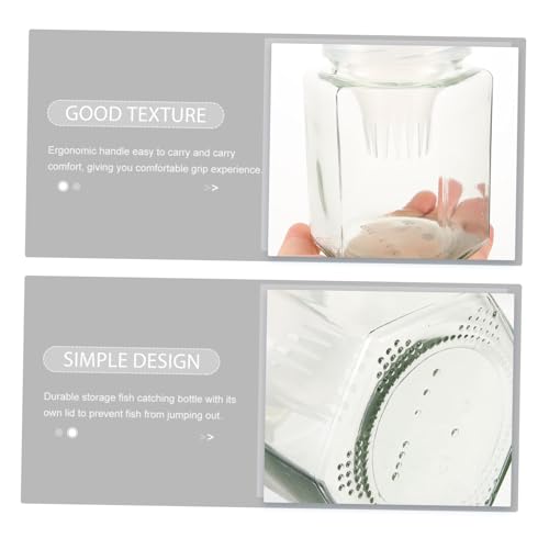 Yardwe Glass Fish Container for Boys and Girls Portable Fishing -Resistant Glass Lid for Catching Shrimp and Crabs Outdoor Fishing Accessory Sturdy Fish Catcher
