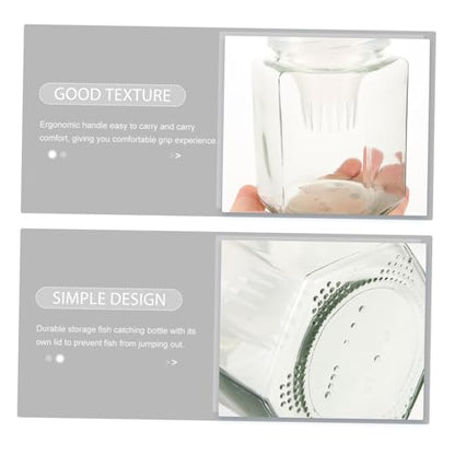 Yardwe Glass Fish Container for Boys and Girls Portable Fishing -Resistant Glass Lid for Catching Shrimp and Crabs Outdoor Fishing Accessory Sturdy Fish Catcher