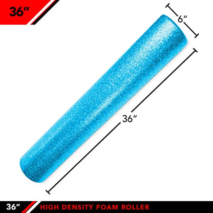 JFIT High Density Foam Roller – EPP Deep Tissue Massage Roller for Muscle Recovery, Myofascial Release & Stretching - color: Solid Blue, size: 36-Inch