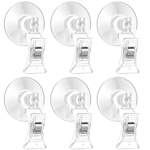 6Pcs Suction Cup Clips Aquarium Suction Cups, Window Glass Suction Cup Clear Plastic Fish Feeding Tool Underwater Fish Veggie Feeder Fish Tank Accessories