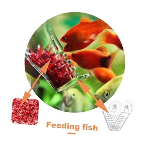 1pc Acrylic Double Cup Fish Feeder for Fish Tank Red Feeding Container and Easy to Clean Aquarium Food Dispenser for Betta and