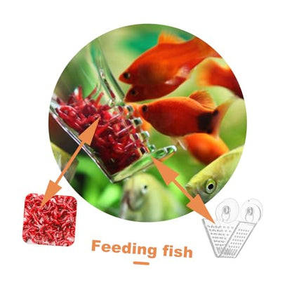 1pc Acrylic Double Cup Fish Feeder for Fish Tank Red Feeding Container and Easy to Clean Aquarium Food Dispenser for Betta and