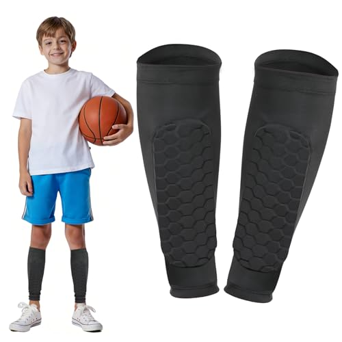 Soccer Shin Guards, Shin Defenders for Kids Youth Adult Ski Shin Guards Pads for 2-18 Years Old Calf Compression Sleeve with Honeycomb Pads, Lightweight Calf Protective Gear for Football - size: Small