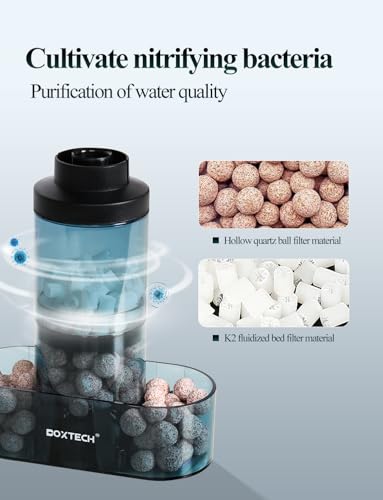 Aquarium Filter Sponge Filter, Submersible Fish Tank Filters Built-in Fluidized Bed and Bio Balls, Aquarium Air Driven Filter with Airline Tubing for 10-30 Gallon Fish Tanks