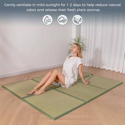 MAXYOYO Japanese Tatami Mat, Rush Grass Portable Folding Mat 79"x60"x0.47" - size: 79"L x 60"W x 0.5"Th