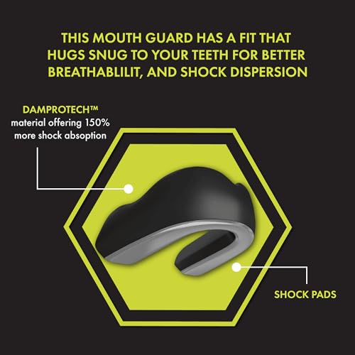 DAMAGE CONTROL Extreme Impact Sports Mouth Guard w/Case – Black - color: Black, size: Adult